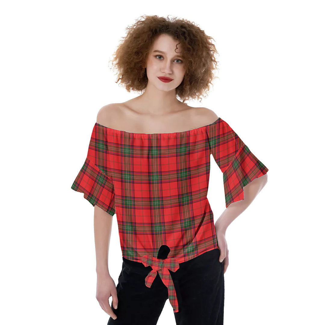 Seton Modern Tartan Plaid Off-Shoulder Blouse