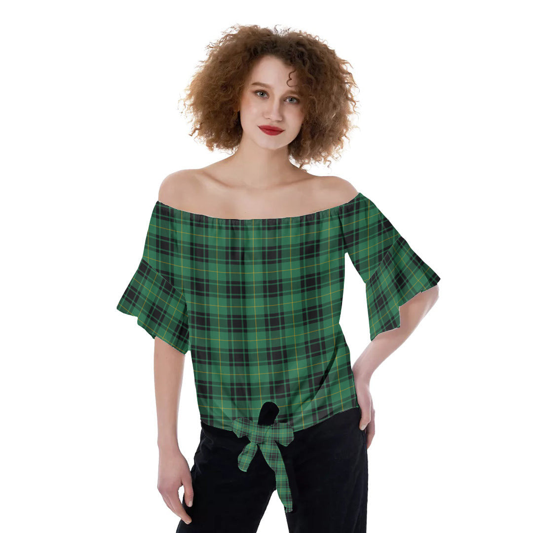 MacArthur Ancient Tartan Plaid Off-Shoulder Blouse