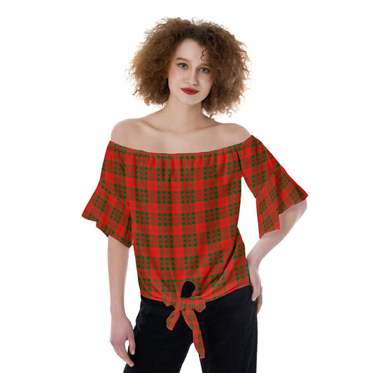 Livingstone Modern Tartan Plaid Off-Shoulder Blouse