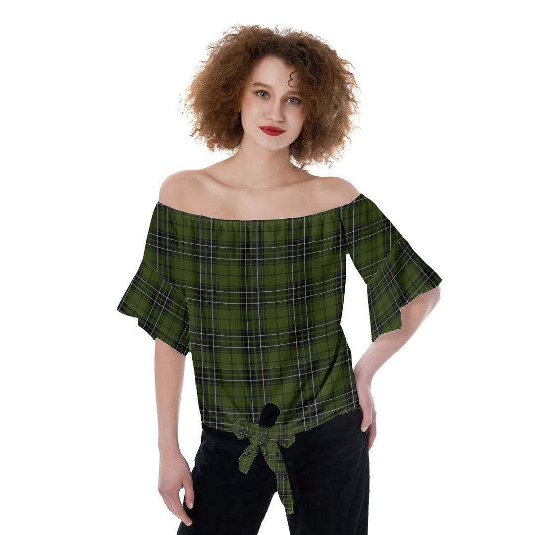 MacLean Hunting Tartan Plaid Off-Shoulder Blouse