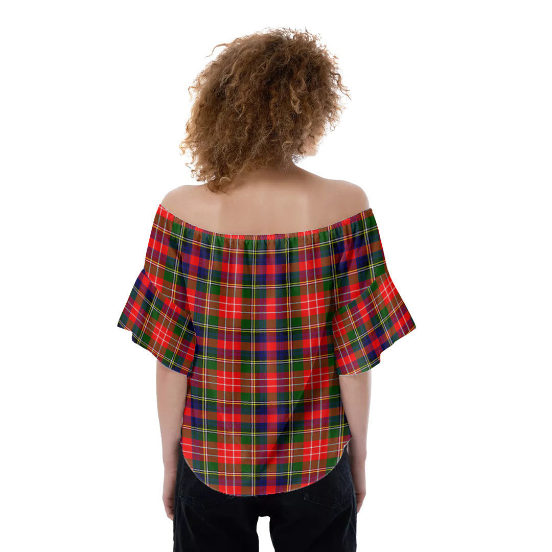 Christie Tartan Plaid Off-Shoulder Blouse