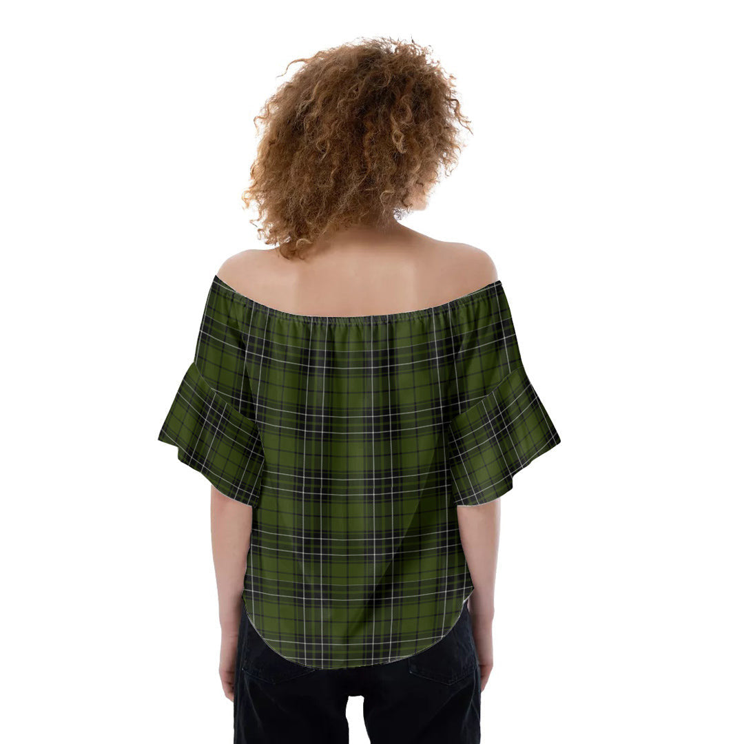 MacLean Hunting Tartan Plaid Off-Shoulder Blouse