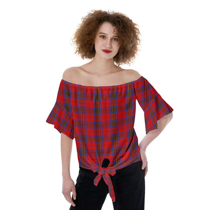 Leslie Modern Tartan Plaid Off-Shoulder Blouse