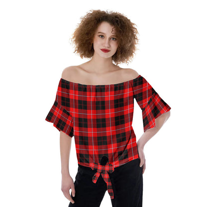 Cunningham Modern Tartan Plaid Off-Shoulder Blouse