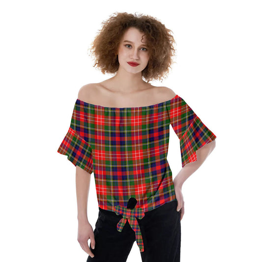 Christie Tartan Plaid Off-Shoulder Blouse