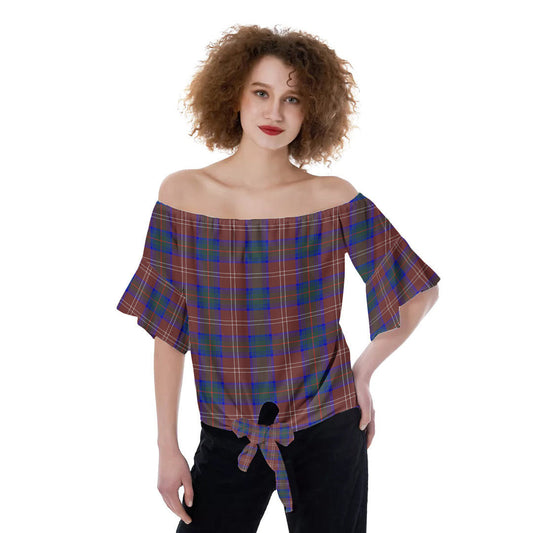 Chisholm Hunting Modern Tartan Plaid Off-Shoulder Blouse