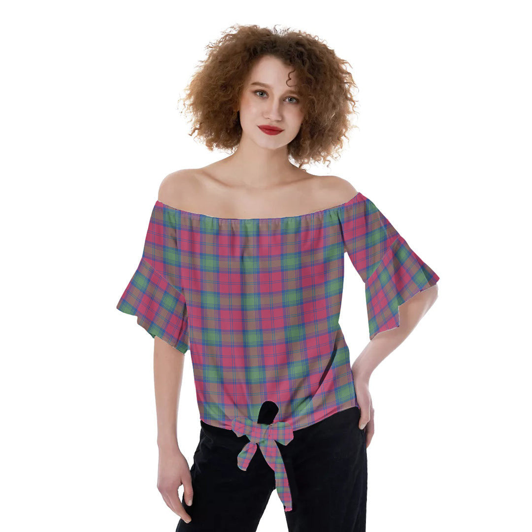 Lindsay Ancient Tartan Plaid Off-Shoulder Blouse