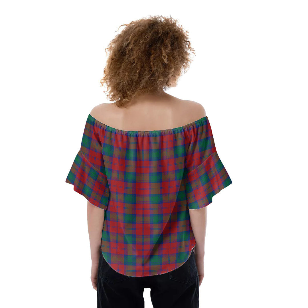 Lindsay Modern Tartan Plaid Off-Shoulder Blouse