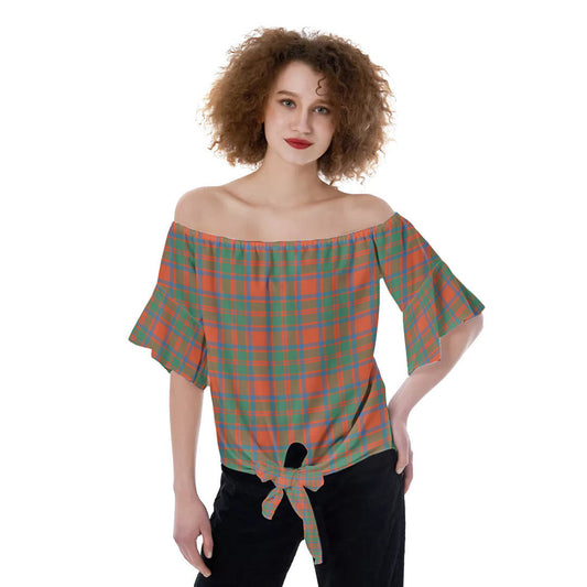 MacKintosh Ancient Tartan Plaid Off-Shoulder Blouse