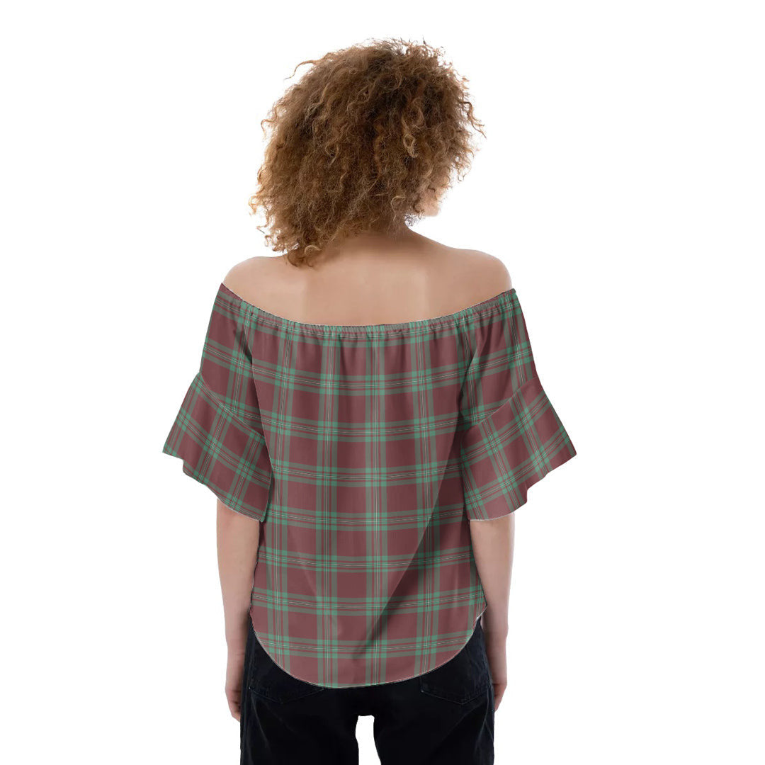 MacGregor Hunting Ancient Tartan Plaid Off-Shoulder Blouse