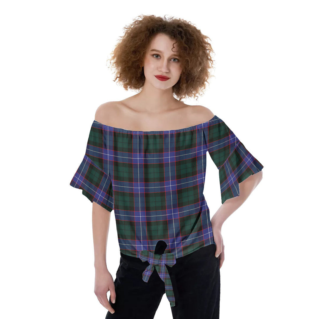 Hunter Modern Tartan Plaid Off-Shoulder Blouse