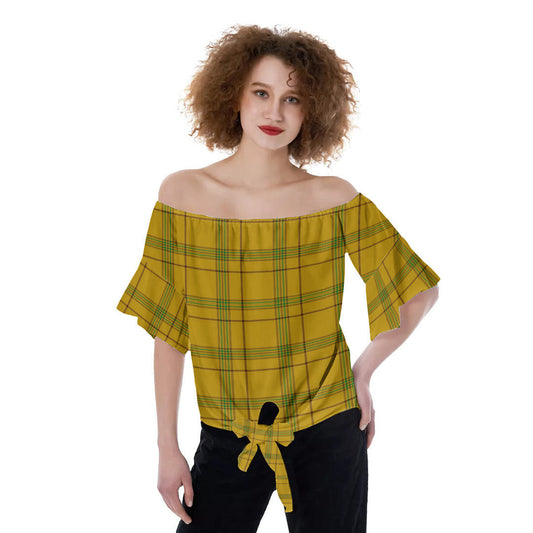 Houston Tartan Plaid Off-Shoulder Blouse