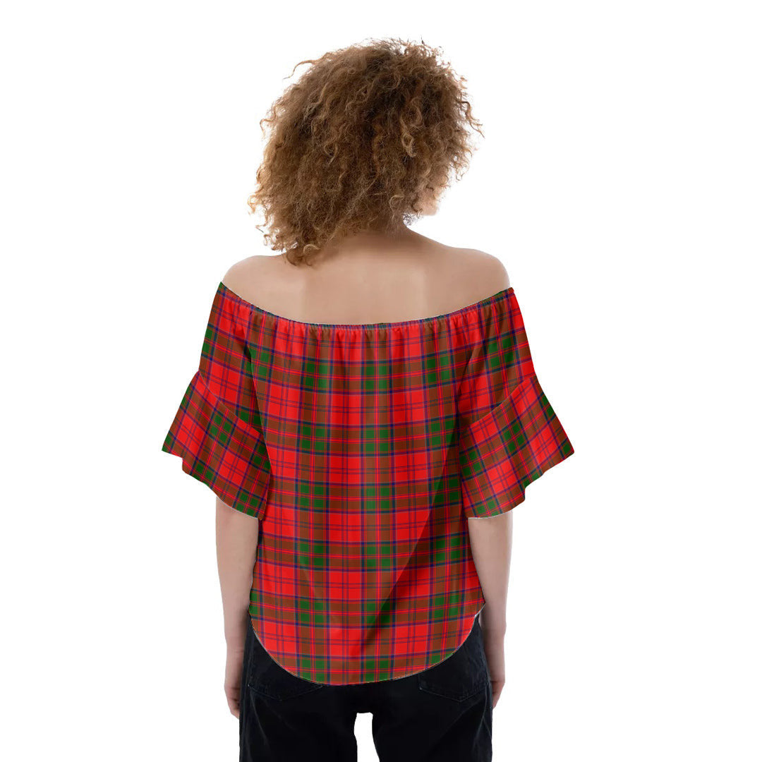 Grant Modern Tartan Plaid Off-Shoulder Blouse