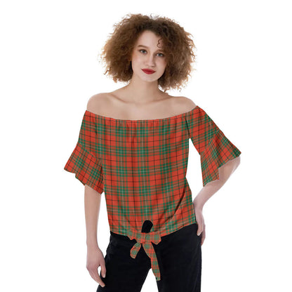 MacAulay Ancient Tartan Plaid Off-Shoulder Blouse