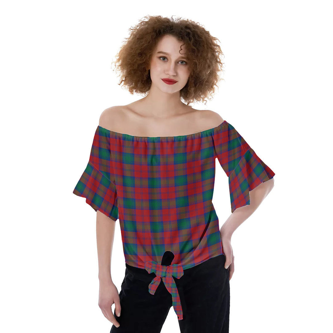 Lindsay Modern Tartan Plaid Off-Shoulder Blouse