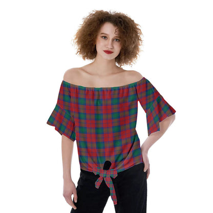 Lindsay Modern Tartan Plaid Off-Shoulder Blouse