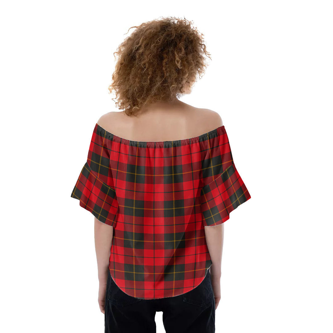 Wallace Weathered Tartan Plaid Off-Shoulder Blouse