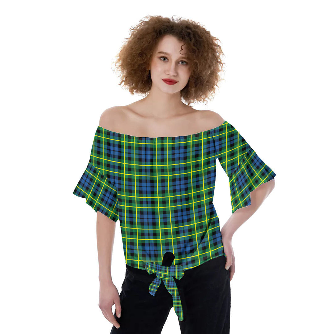 Campbell of Breadalbane Ancient Tartan Plaid Off-Shoulder Blouse