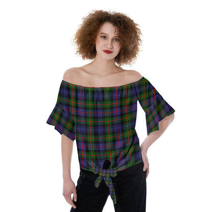 Murray of Atholl Modern Tartan Plaid Off-Shoulder Blouse