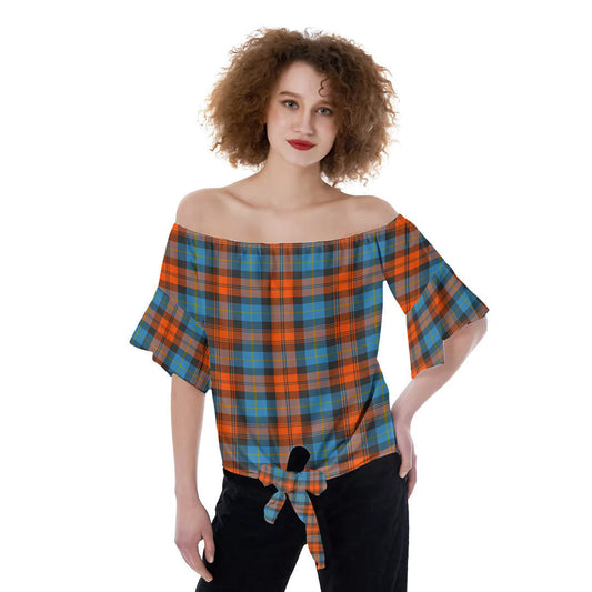 MacLachlan Ancient Tartan Plaid Off-Shoulder Blouse