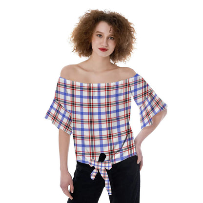 Boswell Modern Tartan Plaid Off-Shoulder Blouse