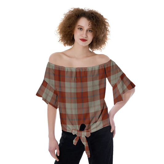 Davidson Dress Dancers Tartan Plaid Off-Shoulder Blouse