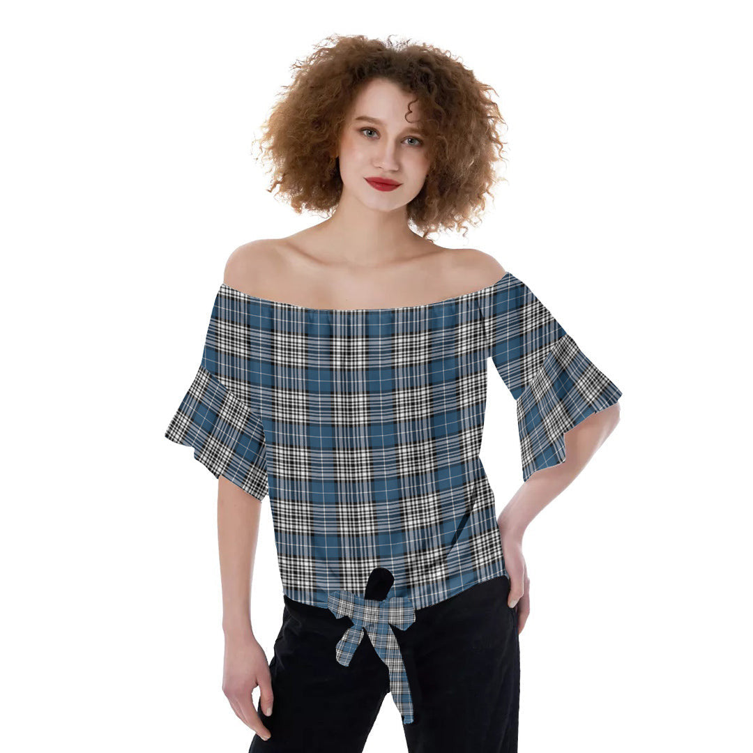 Napier Modern Tartan Plaid Off-Shoulder Blouse