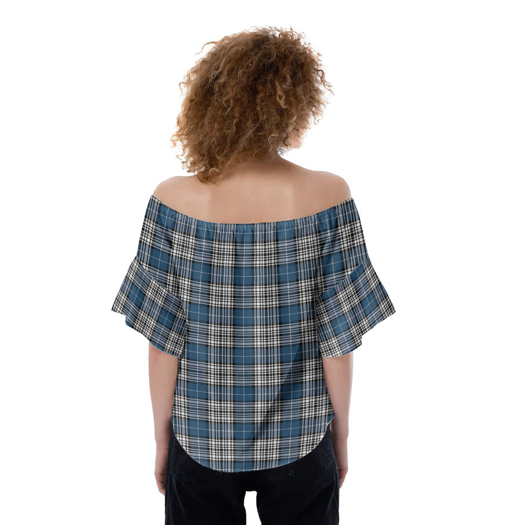 Napier Modern Tartan Plaid Off-Shoulder Blouse