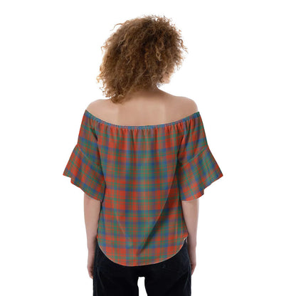 Matheson Ancient Tartan Plaid Off-Shoulder Blouse