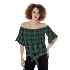 MacAulay Hunting Ancient Tartan Plaid Off-Shoulder Blouse