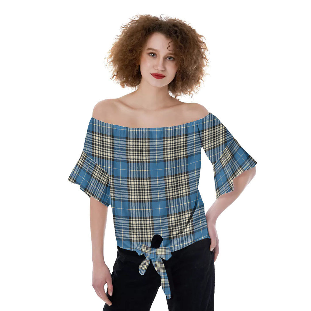 Napier Ancient Tartan Plaid Off-Shoulder Blouse