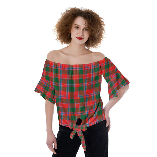 Dalziel Modern Tartan Plaid Off-Shoulder Blouse