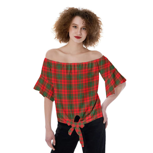 MacAulay Modern Tartan Plaid Off-Shoulder Blouse