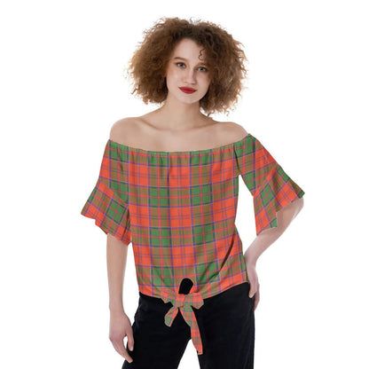 Grant Ancient Tartan Plaid Off-Shoulder Blouse