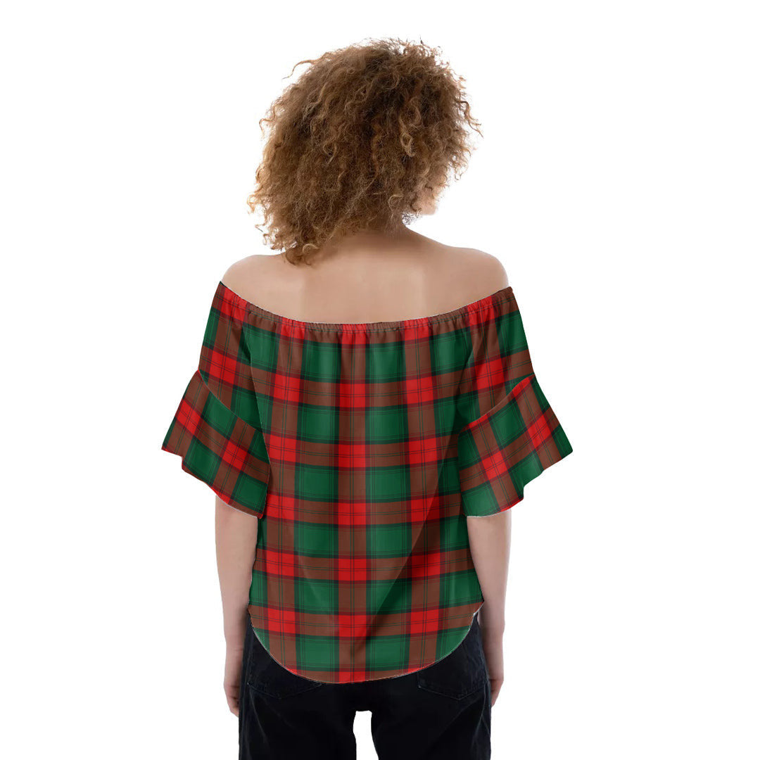 Stewart Atholl Modern Tartan Plaid Off-Shoulder Blouse