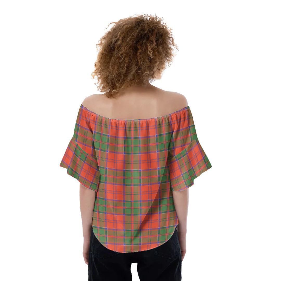 Grant Ancient Tartan Plaid Off-Shoulder Blouse