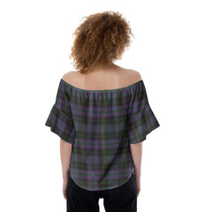 Clergy Green Tartan Plaid Off-Shoulder Blouse