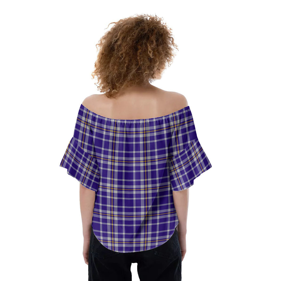 Ochterlony Tartan Plaid Off-Shoulder Blouse