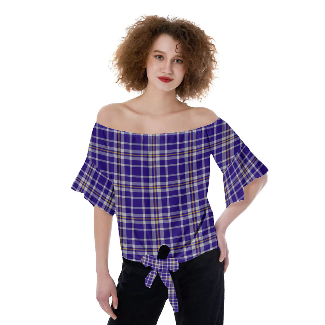 Ochterlony Tartan Plaid Off-Shoulder Blouse