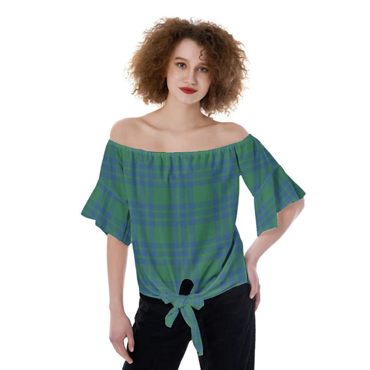 Montgomery Ancient Tartan Plaid Off-Shoulder Blouse