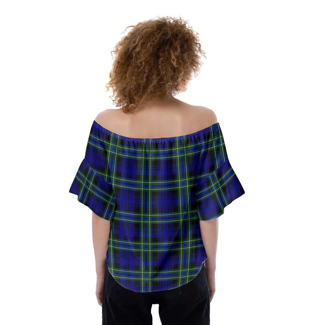 Arbuthnot Modern Tartan Plaid Off-Shoulder Blouse