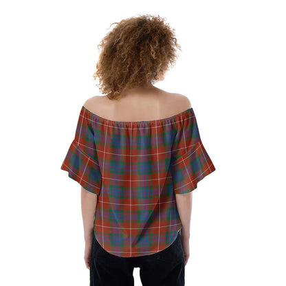 Fraser Ancient Tartan Plaid Off-Shoulder Blouse