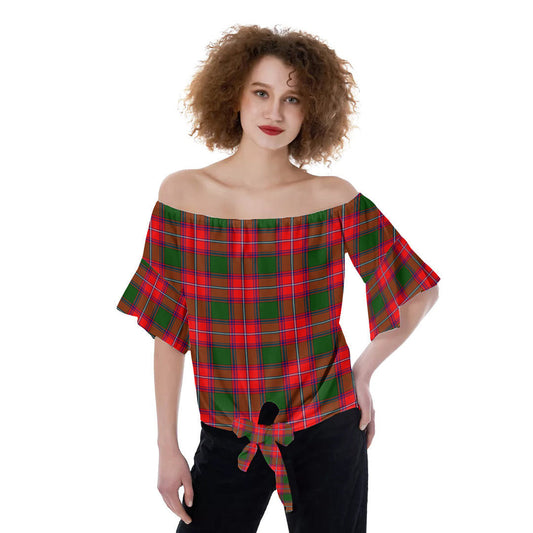 Rattray Modern Tartan Plaid Off-Shoulder Blouse