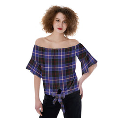 Dunlop Modern Tartan Plaid Off-Shoulder Blouse