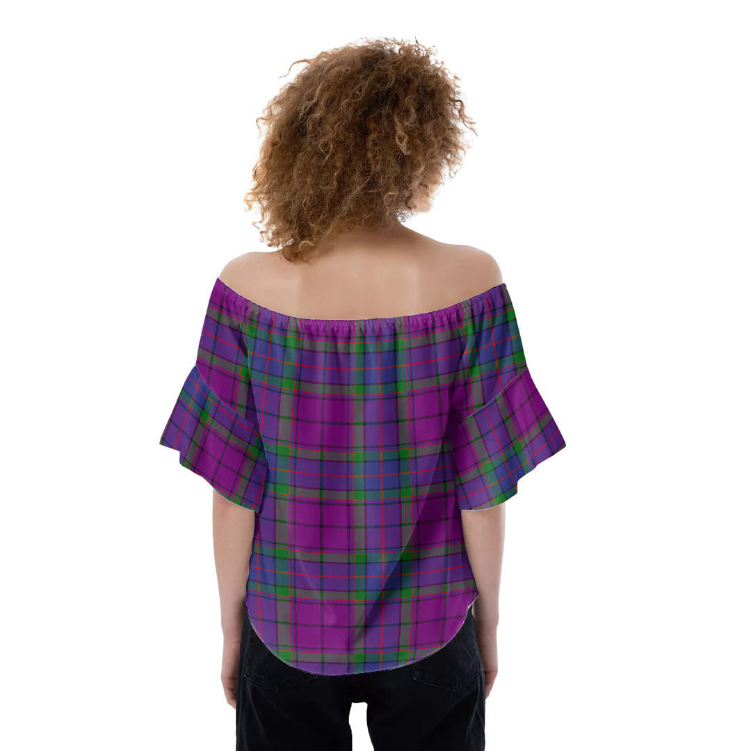Wardlaw Modern Tartan Plaid Off-Shoulder Blouse