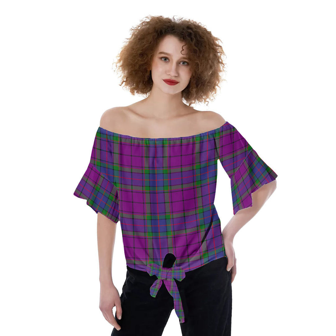 Wardlaw Modern Tartan Plaid Off-Shoulder Blouse