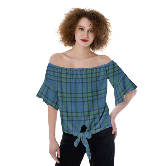 Matheson Hunting Ancient Tartan Plaid Off-Shoulder Blouse