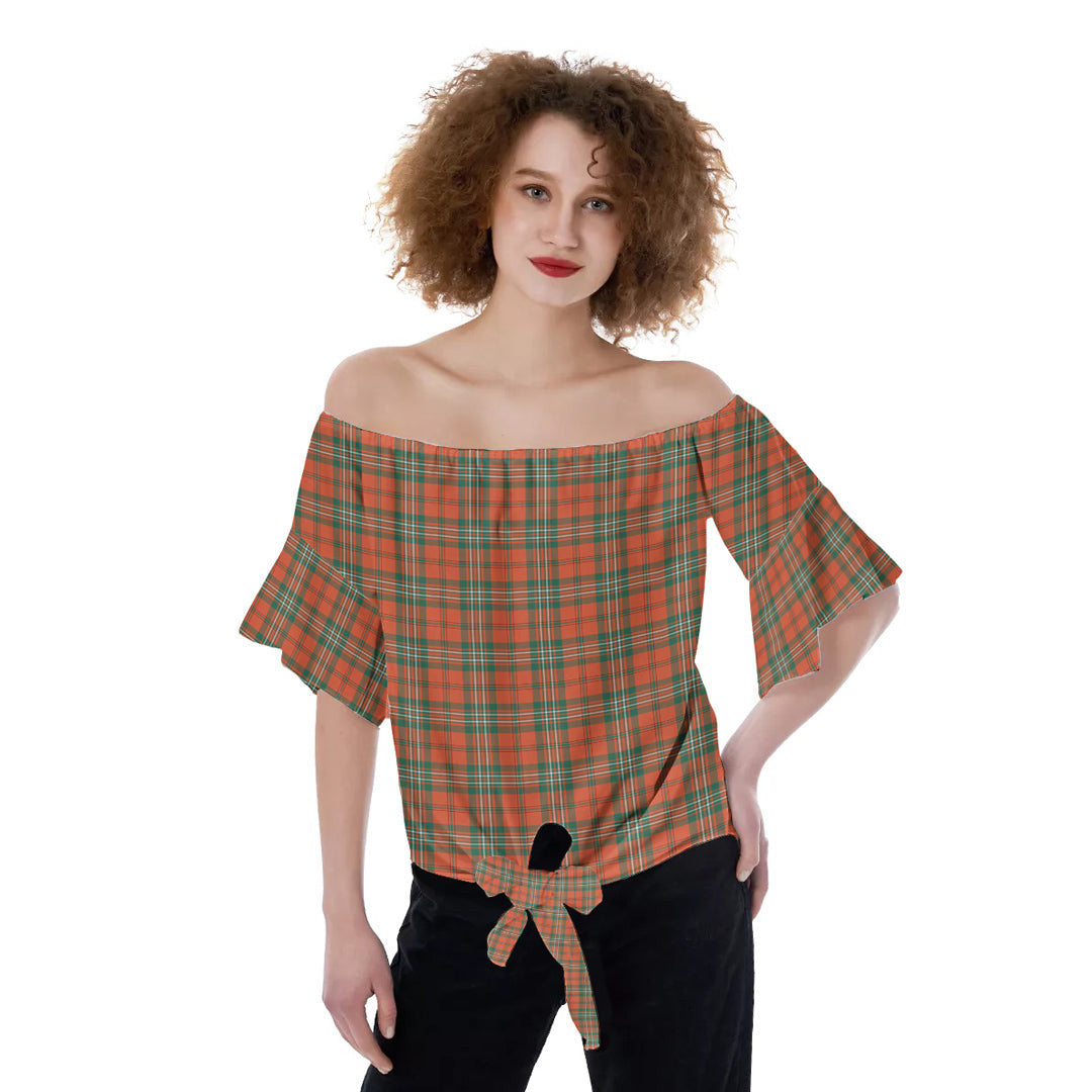 Scott Ancient Tartan Plaid Off-Shoulder Blouse