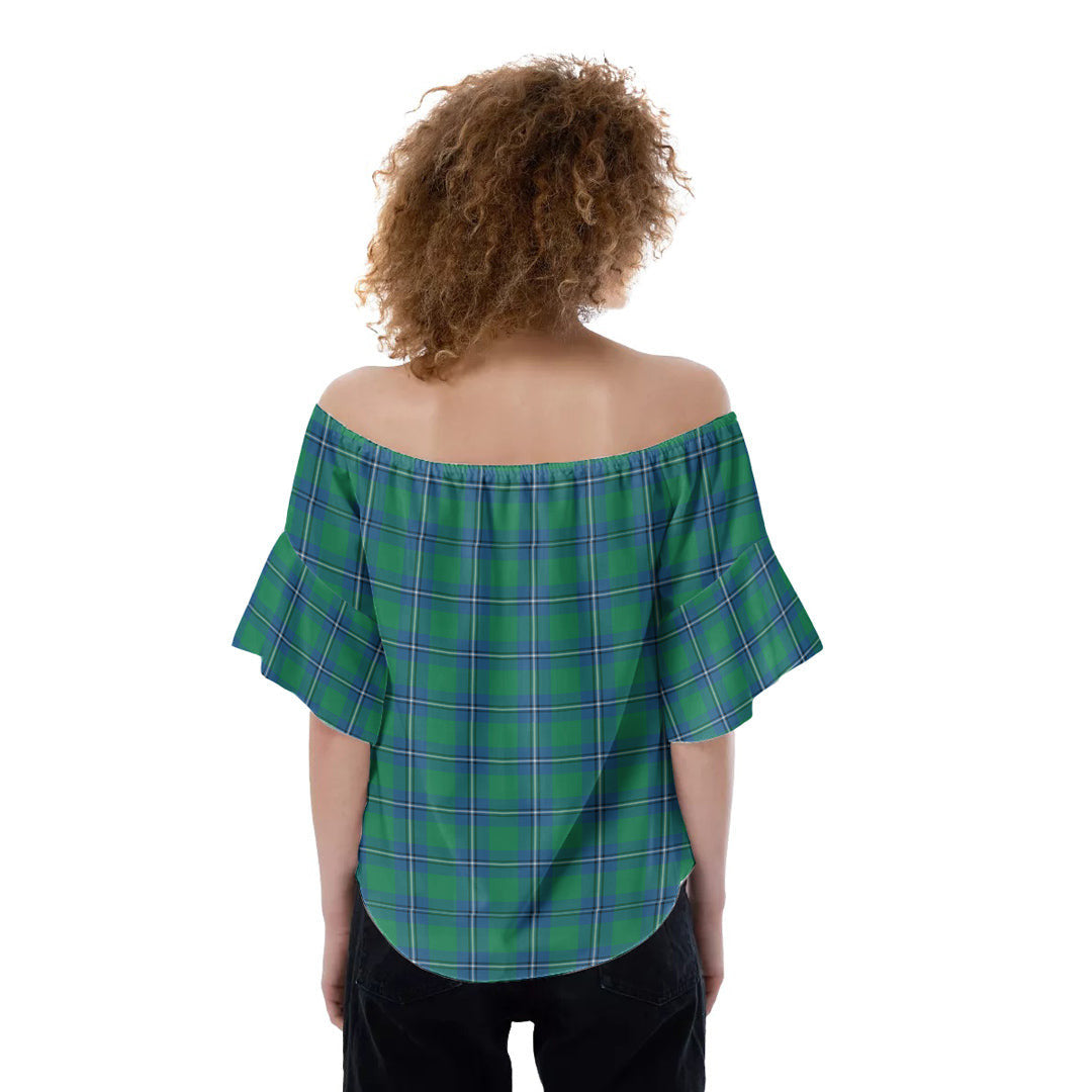 Irvine Ancient Tartan Plaid Off-Shoulder Blouse