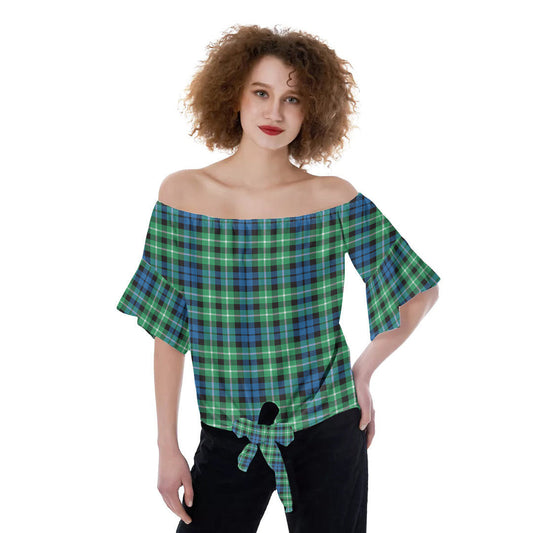 Graham of Montrose Ancient Tartan Plaid Off-Shoulder Blouse